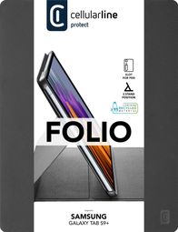 Mbulesë tablet Cellularline Folio për Samsung Galaxy Tab S9+, me qëndrim, e zezë