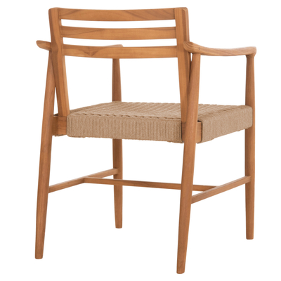 Karrige ngrënieje me mbështetëse krahu Robin HM18351, dru teak, sedilje VIRO rope, ngjyrë natyrale