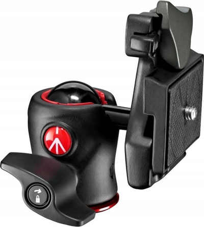 Kokë tripodi Manfrotto 490 Center Ball Head, e lehtë, kompakte, e zezë