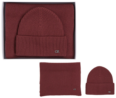 Set Calvin Klein - Shall + kapelë, i kuq