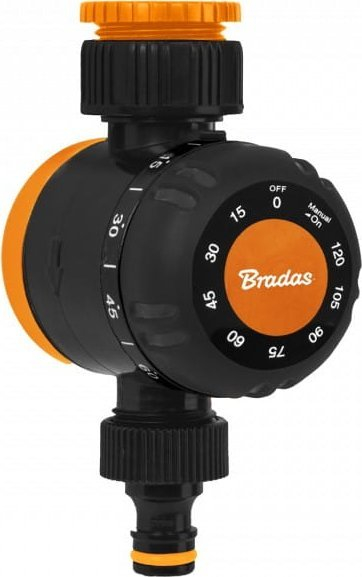 Kohëmatës mekanik uji Bradas ECO-3131, deri 120 min, lidhje 1" 3/4", i zi me portokalli