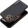 Futrollë telefoni Kryt Leather Case për iPhone 15 Plus, lëkurë ekologjike, me kornizë ari, e zezë