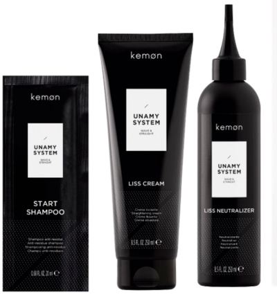 Set për drejtim flokësh Kemon Unamy System Liss, shampo 20 ml, krem dhe neutralizues 250 ml