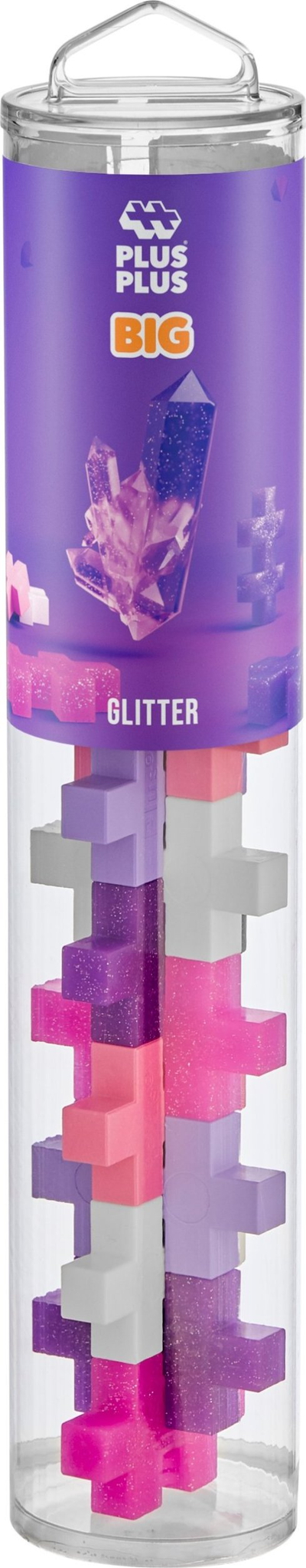 Конструкторска играчка Plus Plus Tube Big Glitter, 15 делови, повеќебојна
