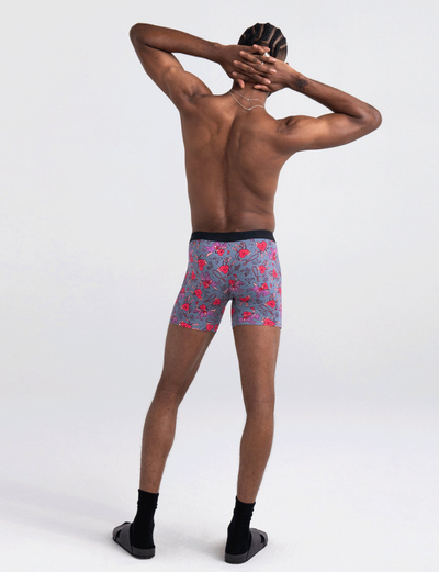 Boksa për burra SAXX Vibe Super Soft Boxer Brief, viskozë elastike, me dizajn I Heart Cowboys, gri me print