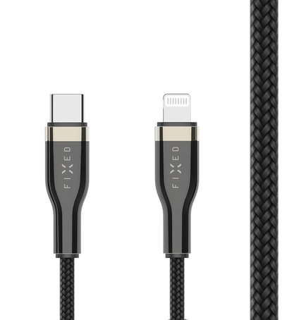 Kabllo për të dhëna dhe karikim FIXED USB-C - Lightning, MFi, PD, 0.5 m, e zezë