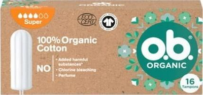 Tamponë higjenikë O.b. Organic Super, 100% pambuk organik, 16 copë