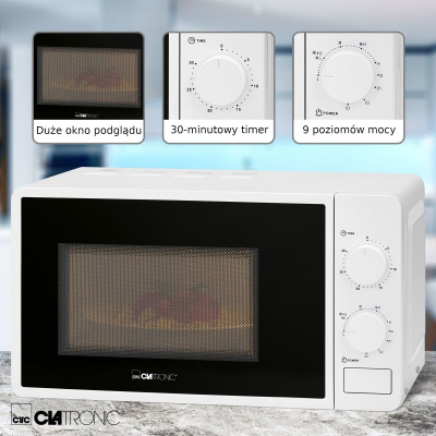 Furrë me mikrovalë CLATRONIC MWG 792, 20L, grill 700W 800W, e bardhë