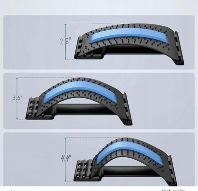 Streçer shpine për akupresurë, 3 nivele për rregullim, plastikë ABS, i zi me blu