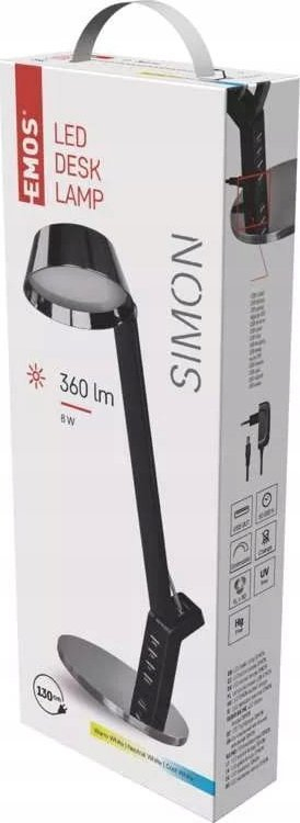 Lampë tavoline EMOS SIMON, LED, krah i lëvizshëm, e zezë