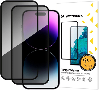 Xham mbrojtës Wozinsky Privacy Glass për iPhone 17 Pro Max, 2 copë, me efekt privatësie, i tejdukshëm