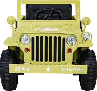 Makinë elektrike fëmijësh Jeep ushtarak, 4 motorë, goma EVA, jeshile ushtarake