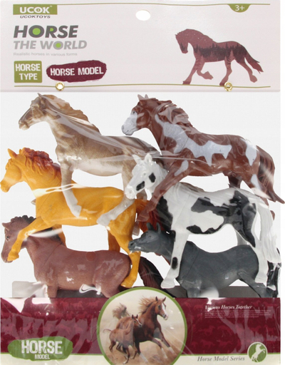 Set lodrash Mega Creative me kuaj lodër, 6 figura kuajsh, shumëngjyrëshe