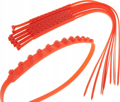 Rripa antirrëshqitës për goma GEKO FIXEM, set 10 copë, plastikë najlon, të kuq