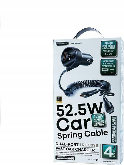 Karikues veture Remax Saga Series RCC336, 52.5W PD QC, 1xUSB-C 1xUSB me kabllo C+L, i zi