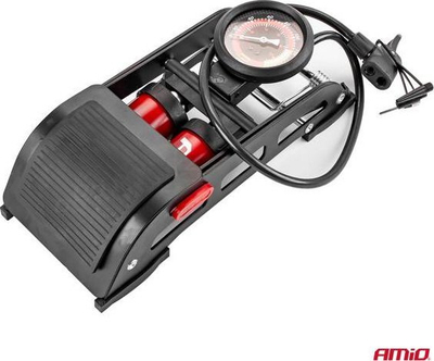 Pompë këmbë AMiO Double Piston PU07, 2 pistona, me manometër, blu