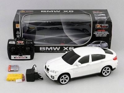 Makinë lodër me telekomandë BMW X6, shkallë 1:14, me bateri rikarikueshme, e bardhë
