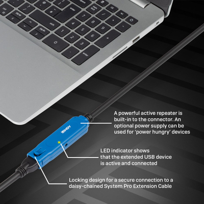 Kabllo zgjatuese USB 3.0 Lindy Pro, 15m, aktive, e zezë
