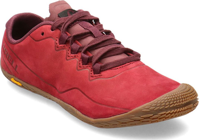 Atlete vrapimi Merrell Vapor Glove 3 Luna Leather W J94884, lëkurë nubuck, taban Vibram, të kuqe të errëta