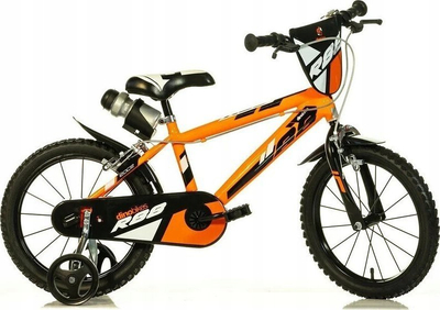 Biçikletë fëmijësh Dino Bikes R88 14", rrota ndihmëse, portokalli