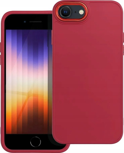 Mbrojtëse telefoni Frame Case për iPhone SE 2022, TPU, kornizë e fortë kamere, ngjyrë raspberry mat