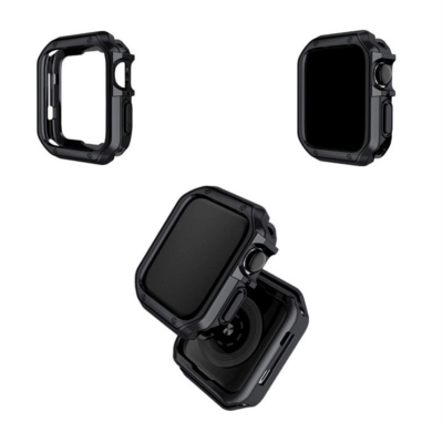 Këse mbrojtëse Hurtel Soft Strong për Apple Watch 42mm Series 1/2/3, TPU, metalike, e zezë