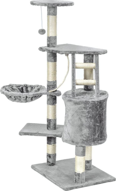 Кула за гребење за мачки Cat Scratcher, 120cm, повеќекатна, сива