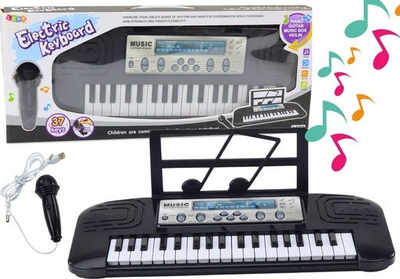 Pianofortë elektrik për kalamoj, 37 taste, me mikrofon, i zi