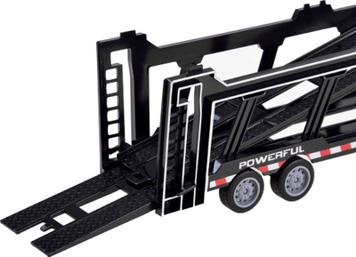 Kamion lodër me telekomandë Super Truck RC0565, 27MHz, me rimorkio transportuese, i zi
