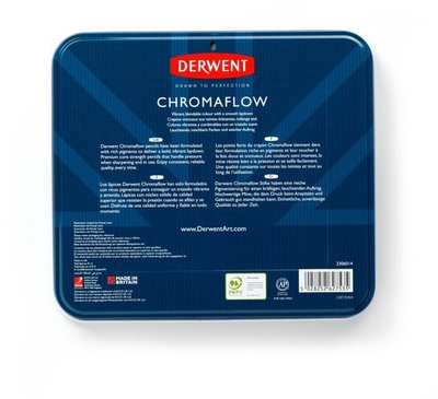 Set lapsash me ngjyra Derwent Chromaflow, 72 copë, pigment i fortë, shumëngjyrësh