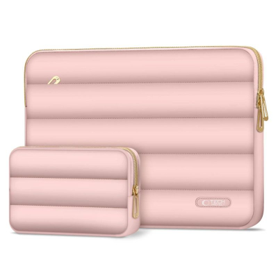 Çantë laptopi Tech-Protect Puffy, 13-14", me aksesor, rozë Dusty