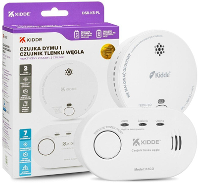Set detektorësh Kidde K5CO dhe 2030-DSR, për tym dhe monoksid karboni, 2 copë