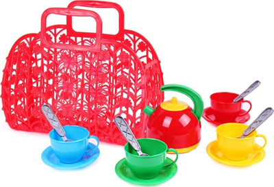 Set enësh plastike për kalamaj, 3 ngjyra, tabaka-çantë plastike, 25x22x11 cm