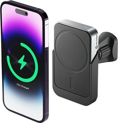 Karikues makinë Alogic Universal, wireless 15W, montim në ventilim, i zi