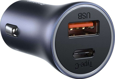 Karikues për veturë Baseus Golden (CCJD-0G), 1x USB-A, 1x USB-C, 3 A, i hirtë
