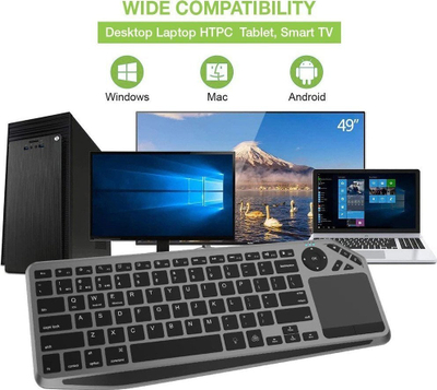 Tastierë Techly Dualna, wireless, US, e zezë dhe e hirtë