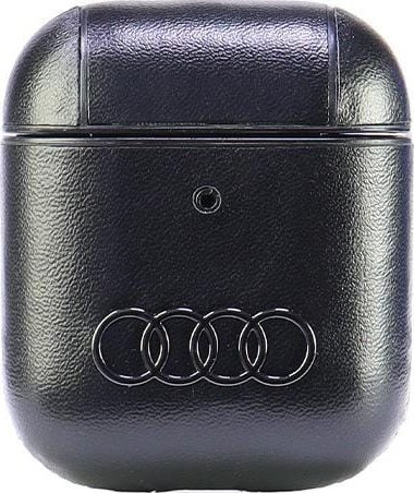 Futeri mbrojtës për AirPods Audi Leather Big Logo, lëkurë ekologjike, e zezë