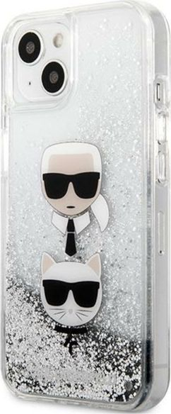 Këllëf telefoni Karl Lagerfeld Choupette Glitter për iPhone 13 mini, silikoni, me shkëlqim, transparent