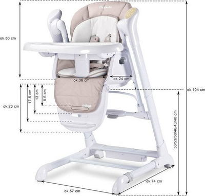 Karrige e lartë dhe lëkundëse për bebe High Chair Swing Indigo, pozicione të rregullueshme, tapiceri PVC, e zezë