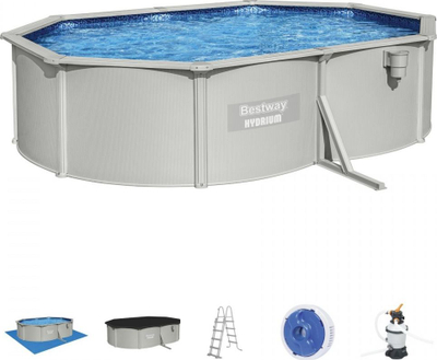 Базен Bestway Hydrium 56586, овален 5 x 3.6 x 1.2 m, со песочен филтер, сив