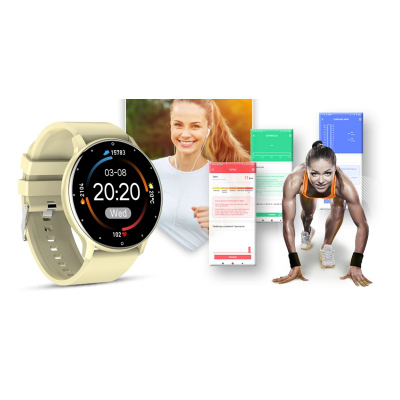 Smartwatch Giewont GW120-6, ekran me ngjyra, matje aktiviteti, ngjyrë ecru