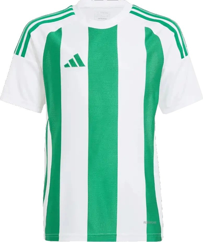 Fanellë futbolli adidas Striped 24 Jr IW2138, për fëmijë, poliester i ricikluar, jeshile e bardhë