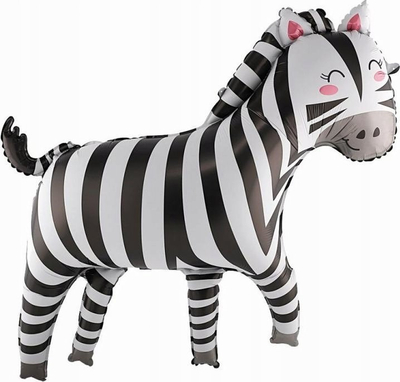 Balon foli Godan Zebra, 80x78cm, në formë zebre, bardh e zi