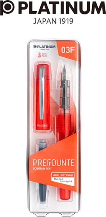 Stilolaps me bojë Platinum Prefounte Fine, majë çeliku, trup transparent, portokalli