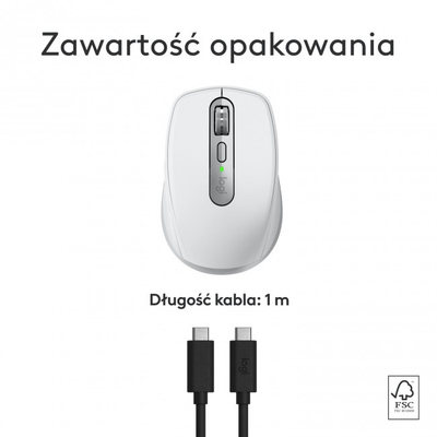 Maus Logitech MX Anywhere 3S for Mac, wireless, i vogël kompakt, gri i çelët