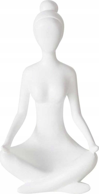 Figurinë dekorative Boltze Yoga, grua në pozë yoga, 29 cm, e bardhë