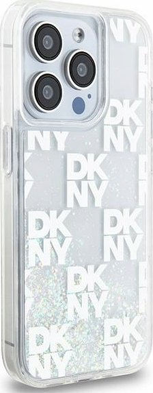 Маска за телефон DKNY Liquid Glitter Checkered, за iPhone 15 Pro, проѕирна