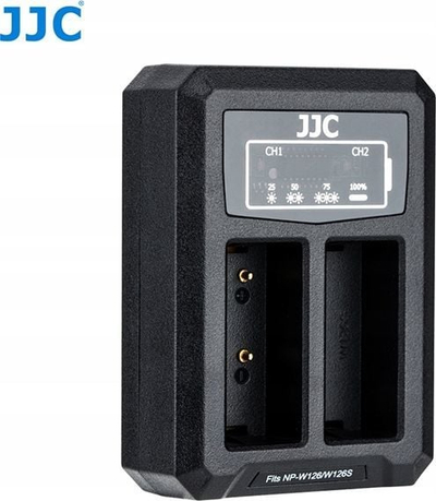 Karikues baterie JJC DCH Dual për Fujifilm NP-W126 / NP-W126S, me USB