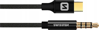 Kabllo audio Swissten Textile, USB C në 3.5 mm, 1.5 m, e zezë