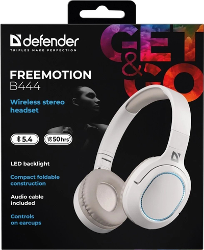 Kufje pa tela FreeMotion B444, me LED, bateri që zgjat shumë, të zeza